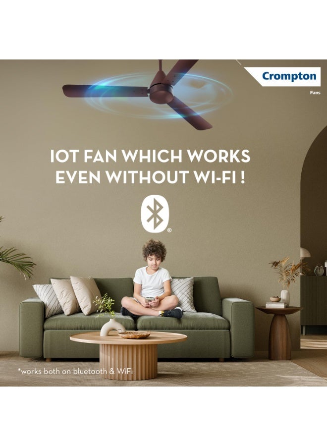 Crompton Energion Hyperjet Smart 1200mm BLDC Ceiling Fan | Wi-Fi, Bluetooth & Remote | Alexa & Ok Google | BEE 5 Star Energy Rated | High Air Delivery | 2 Year Manufacturer Warranty | Brown - Image 5